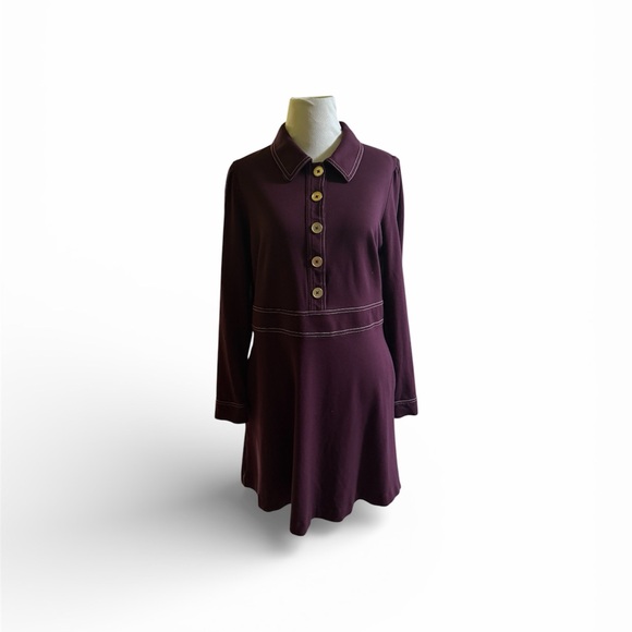Boden Nicolette Long Sleeve Dress, Dark cherry, size 10 US/14 UK - Picture 2 of 7